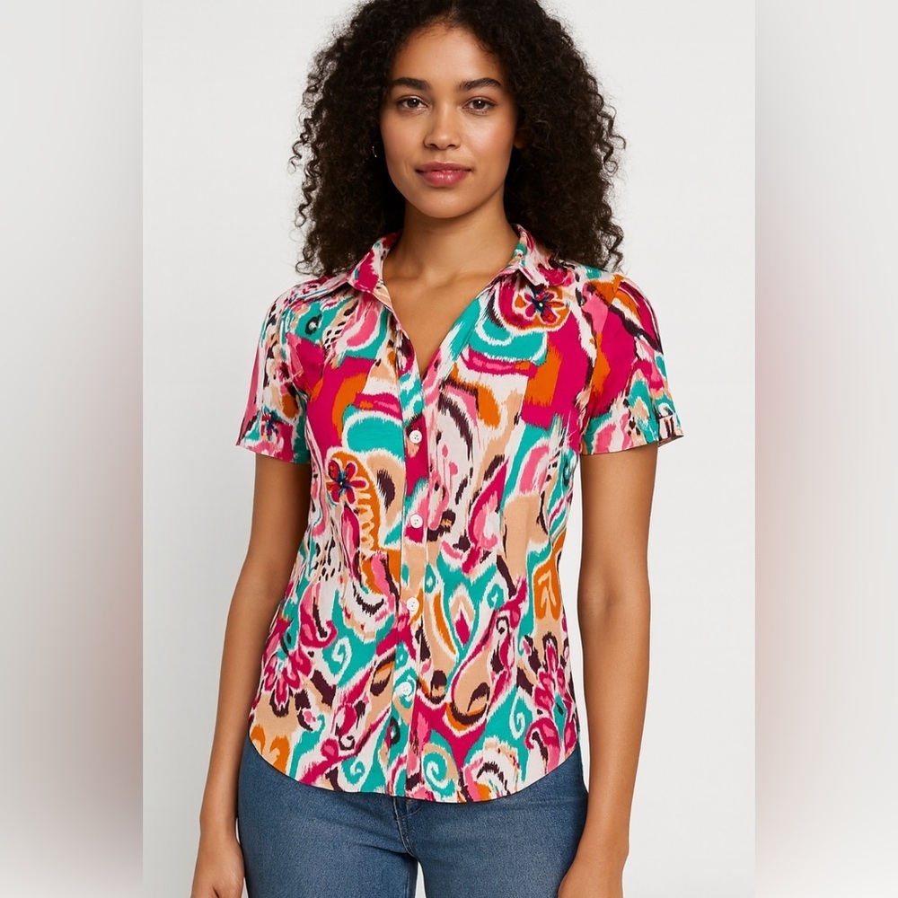 Colorful Patterned Women's blouse Sizes L and Small Available, NWOT